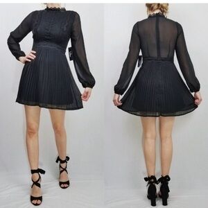 Gorgeous Lulu's Black Sheer Long Sleeve Dress